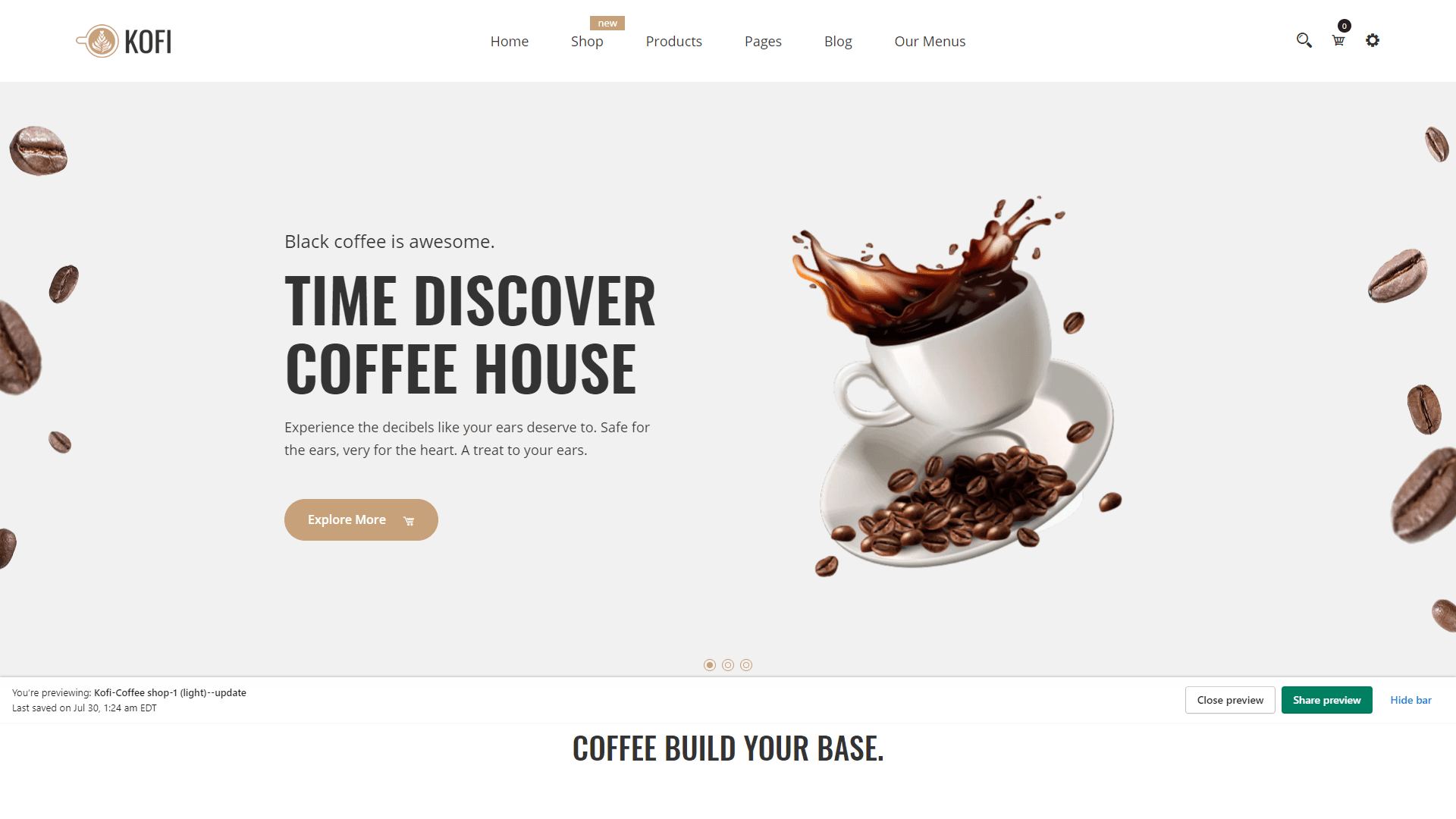 Coffee Shop & Café Shopify Website